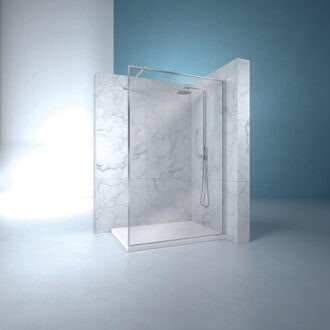 NEMO Stock Inloopdouche - 160x200cm - 8mm glas - kleur profiel: mat witgoud - kleur glas: transparant brons net structuur STYLEWALKIN.160.33.53 Witgoud mat
