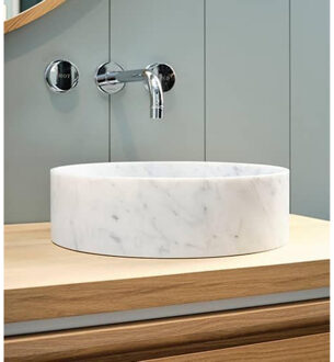NEMO Stock Java Marble opbouwwastafel rond 380 x 380 x 110 mm marmer wit WD38334N WHITE MARBLE