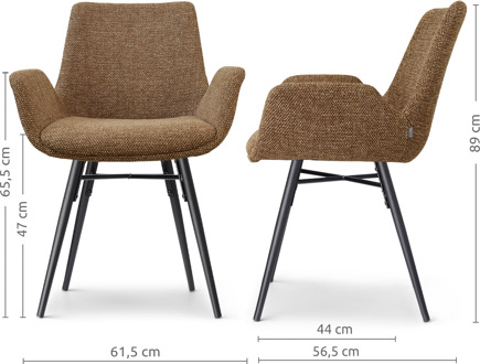 Nena-Eef eetkamerstoel bruin blend - zwart houten onderstel