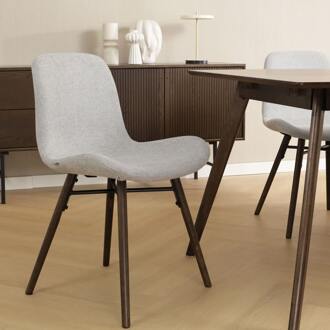 Nena-Fé eetkamerstoel lichtgrijs - walnoot houten onderstel - set van 2