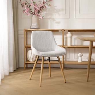 Nena-Isa eetkamerstoel beige gemêleerd - houten onderstel