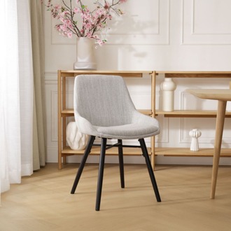 Nena-Isa eetkamerstoel beige gemêleerd - zwart houten onderstel