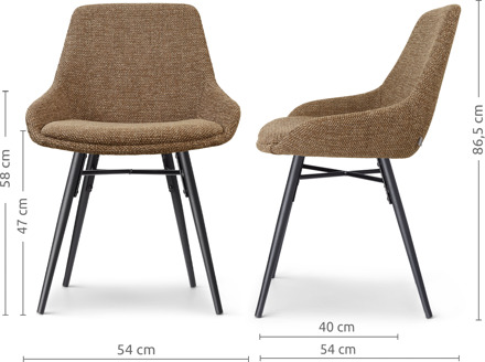 Nena-Isa eetkamerstoel bruin blend - zwart houten onderstel