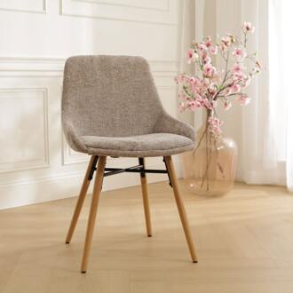 Nena-Isa eetkamerstoel bruin - houten onderstel