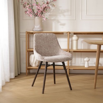 Nena-Isa eetkamerstoel bruin - walnoot houten onderstel