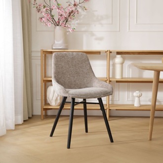 Nena-Isa eetkamerstoel bruin - zwart houten onderstel