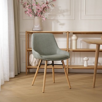 Nena-Isa eetkamerstoel saliegroen - houten onderstel