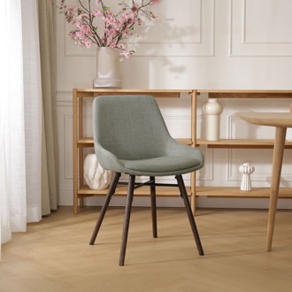Nena-Isa eetkamerstoel saliegroen - walnoot houten onderstel