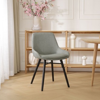 Nena-Isa eetkamerstoel saliegroen - zwart houten onderstel