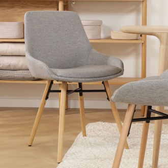 Nena-Isa eetkamerstoel warm grijs - houten onderstel