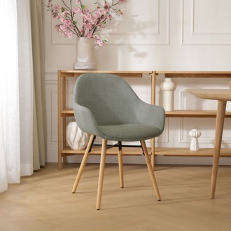 Nena-Mae eetkamerstoel saliegroen - houten onderstel