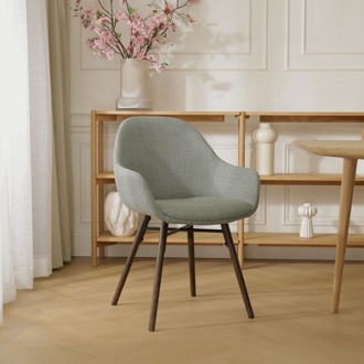 Nena-Mae eetkamerstoel saliegroen - walnoot houten onderstel