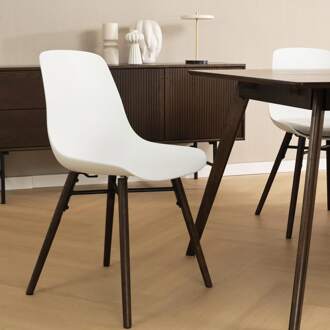 Nena-Pip eetkamerstoel wit - walnoot houten onderstel - set van 2
