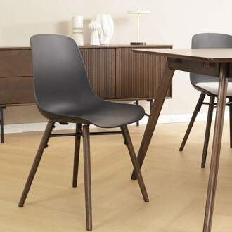 Nena-Pip eetkamerstoel zwart - walnoot houten onderstel - set van 2