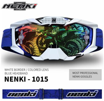 Nenki Motorfiets Racing Eyewear Vervangbare Lens Motocross Off-Road Atv Dirt Bike Mx Dh Goggle Mannen Vrouwen Ski Snowboard bril blauw kleurrijk lens