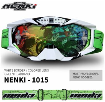 Nenki Motorfiets Racing Eyewear Vervangbare Lens Motocross Off-Road Atv Dirt Bike Mx Dh Goggle Mannen Vrouwen Ski Snowboard bril groen kleurrijk lens