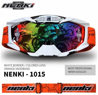 Nenki Motorfiets Racing Eyewear Vervangbare Lens Motocross Off-Road Atv Dirt Bike Mx Dh Goggle Mannen Vrouwen Ski Snowboard bril oranje kleurrijk lens