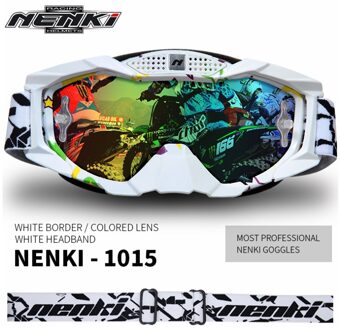 Nenki Motorfiets Racing Eyewear Vervangbare Lens Motocross Off-Road Atv Dirt Bike Mx Dh Goggle Mannen Vrouwen Ski Snowboard bril wit kleurrijk lens