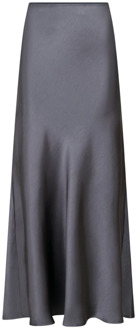 Neo Noir Elegant Sateen Bias Cut Skirt Neo Noir , Gray , Dames - M,S,Xs