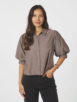 Neo Noir etta soft stripe stone shirt 166416 210 brown Bruin - 36