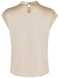 Neo Noir fleur drapy satin blouse 160990 125 dark sand - maat 40 Beige