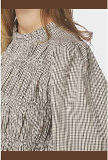 Neo Noir marcia check blouse 166893 306 dusty brown Bruin - 40