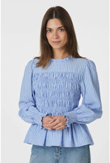 Neo Noir possa twist stripe blouse 166412 145 light blue Lichtblauw - 36