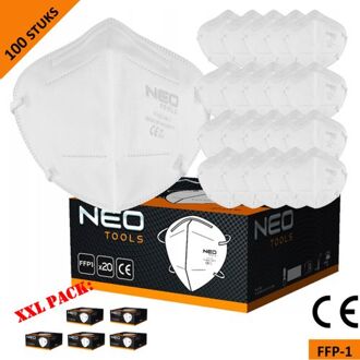 Neo Tools Stofmasker Halfgelaatsmasker - Ffp1 - 5 Laags - Ce Gecertificeerd - Xxl Pack 100 Stuks