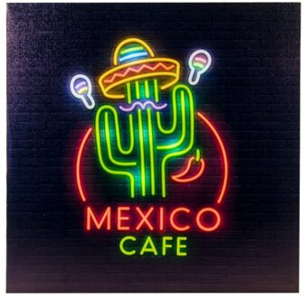 Neon Bord Café Mexico Met LED Multikleur - Print