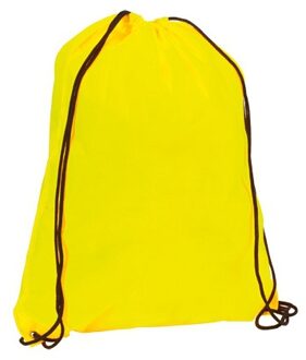 Neon geel gymtas/sporttas met rijgkoord 34 x 42 cm