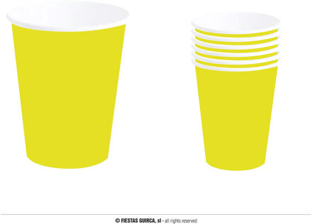 Neon Gele Bekers 240ml (6st) Geel - Beige - Creme