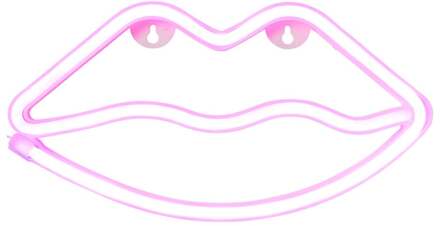Neon LED lamp lippen - roze - 15x28x2 cm