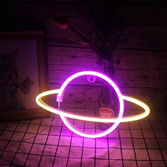 Neon Led Light Kleurrijke Planeet Neon Muur Art Teken Voor Kamer Home Party Bruiloft Decoratie Party Opknoping Neon Lamp # T1G