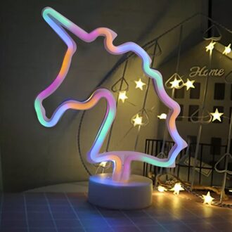 Neon Led Verlichting Teken Nachtlampje Art Decoratieve Verlichting Kinderen Home Decor Voor Woonkamer Slaapkamer Kleurrijke Lamp eenhoorn-kleurrijk