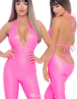 Neon Roze Jumsuit (M) - Maat: M