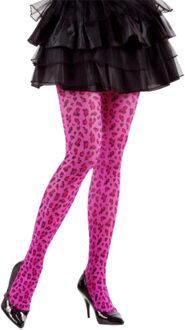 Neon roze panty met luipaard print