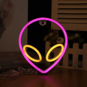 Neon Sign Alien Gezicht Vormige Muur Opknoping Verlichting Voor Thuis Kinderkamer Saucerman Nacht Lampen Xmas Party Art decor natuurlijk licht