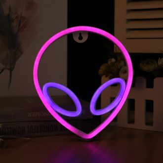 Neon Sign Alien Gezicht Vormige Muur Opknoping Verlichting Voor Thuis Kinderkamer Saucerman Nacht Lampen Xmas Party Art decor veranderlijk