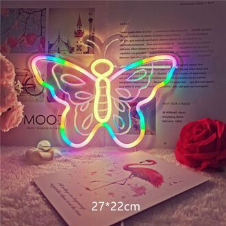 Neon Verlichting Voor Winkel Bar Teken Verjaardagsfeestje Decoraties Paddestoel Gitaar Neon Borden Voor Room Music Bar Muur Decor Licht up Teken vlinder