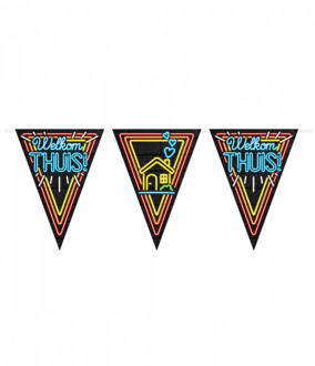 Neon Vlaggenlijn Welkom Thuis (10m) Multikleur - Print
