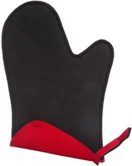 Neopreen ovenwant/ovenhandschoen zwart/rood 17,5 x 27,5 cm - Ovenwanten