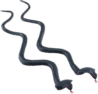 nep cobra slangen 35 cm - zwart - 2x stuks - griezel/horror thema decoratie dieren - Feestdecoratievoorwerp