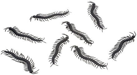 Nep duizendpoten 14 cm - zwart - 8x - Horror/griezel thema