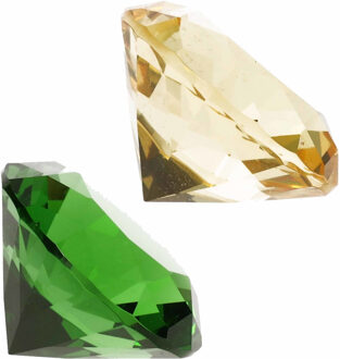 Nep edelstenen / diamanten - van glas - 4 cm doorsnede - geel en green - decoratie of speelgoed