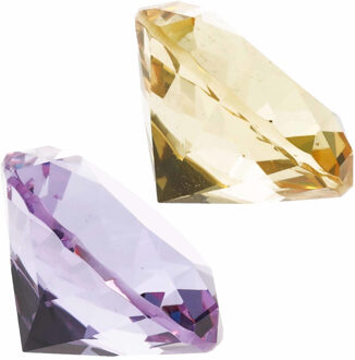 Nep edelstenen / diamanten - van glas - 4 cm doorsnede - geel en lila - decoratie of speelgoed