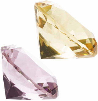Nep edelstenen / diamanten - van glas - 4 cm doorsnede - geel en roze - decoratie of speelgoed
