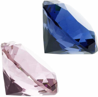 Nep edelstenen/diamanten van glas 4 cm doorsnede roze en blauw