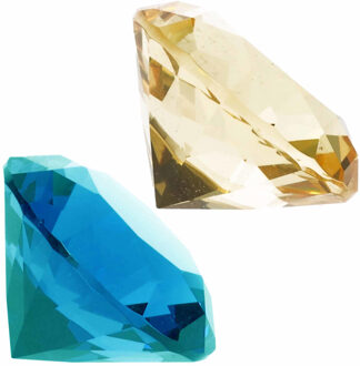 Nep edelstenen/diamanten van glas 5 cm doorsnede geel en blauw