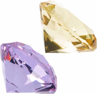 Nep edelstenen/diamanten van glas 5 cm doorsnede geel en lavendel