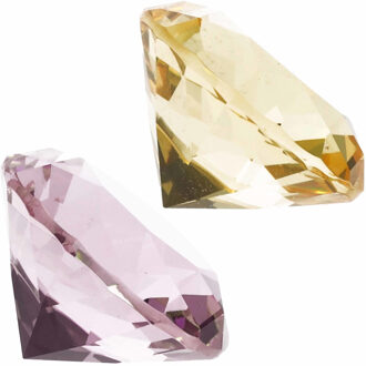 Nep edelstenen/diamanten van glas 5 cm doorsnede geel en roze